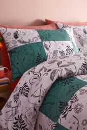 Furn Mythos Checkerboard Printed Reversible Duvet Cover Set in Jade - Size: Single - thumbnail 4