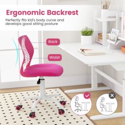 Costway School Desk Chair Ergonomic Study Chair Rolling Swivel Task Chair with Adjustable Height Rose in Pink - thumbnail 6