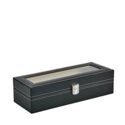 FLAVORA 6 Grids PU Leather Watch Display Box Collection Storage Case in Black - thumbnail 3