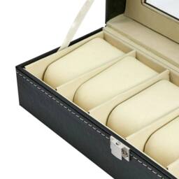 FLAVORA 6 Grids PU Leather Watch Display Box Collection Storage Case in Black - thumbnail 5