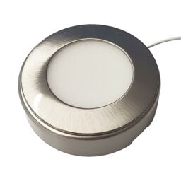 Loops 1x BRUSHED NICKEL Round Surface or Flush Under Cabinet Kitchen Light & Driver Kit - Natural White LED in Metallics - thumbnail 4