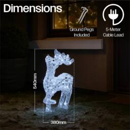Xmas Haus 53CM Acrylic LED Deer Christmas Holiday Festive Decoration in White - thumbnail 2