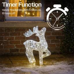 Xmas Haus 53CM Acrylic LED Deer Christmas Holiday Festive Decoration in White - thumbnail 7