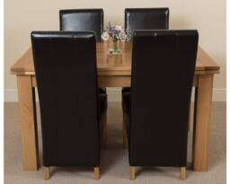 Thats Furniture Richmond 140-220cm Oak Extending Dining Table & 4 Lola Leather Chairs in Black - thumbnail 2
