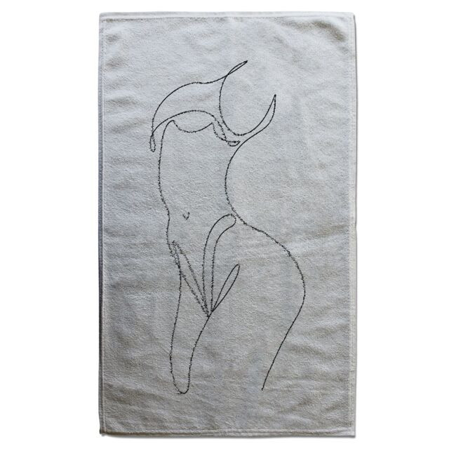 Benjamin Tate Design line art of femail body Designer Bath Towel in White - image 1