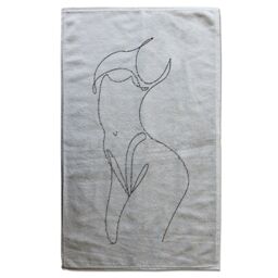 Benjamin Tate Design line art of femail body Designer Bath Towel in White - thumbnail 1
