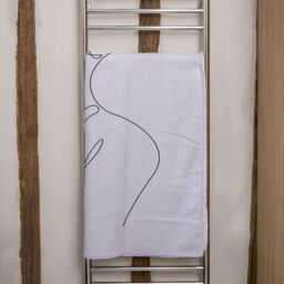 Benjamin Tate Design line art of femail body Designer Bath Towel in White - thumbnail 2