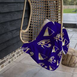 Benjamin Tate Design Gold Pyramid & Eye Of Horus Blanket in Natural - Size: 120 cm x 150 cm - thumbnail 4