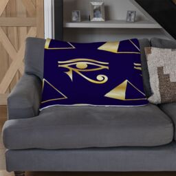 Benjamin Tate Design Gold Pyramid & Eye Of Horus Blanket in Natural - Size: 120 cm x 150 cm - thumbnail 2