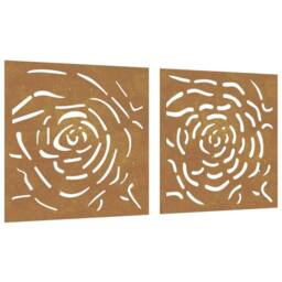 Berkfield Home Garden Wall Decorations 2 pcs 55x55 cm Corten Steel Rose Design in Brown - thumbnail 1
