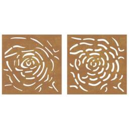 Berkfield Home Garden Wall Decorations 2 pcs 55x55 cm Corten Steel Rose Design in Brown - thumbnail 4
