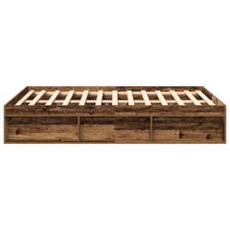Berkfield Home Durable Bed Frame without Mattress Old Wood 120x200cm Engineered Wood in Brown - Size: Small Double - thumbnail 6