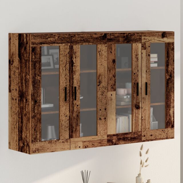 Berkfield Home Wall Mounted Cabinets 2 pcs Old Wood 69.5x34x90 cm Engineered Wood in Brown - image 1