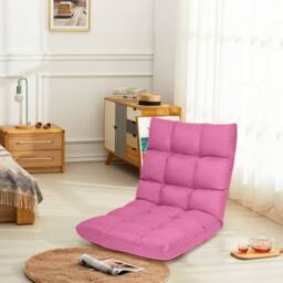Costway 14-Position Adjustable Floor Chair Folding Video Gaming Sofa Chair in Pink - thumbnail 4