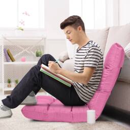 Costway 14-Position Adjustable Floor Chair Folding Video Gaming Sofa Chair in Pink - thumbnail 1