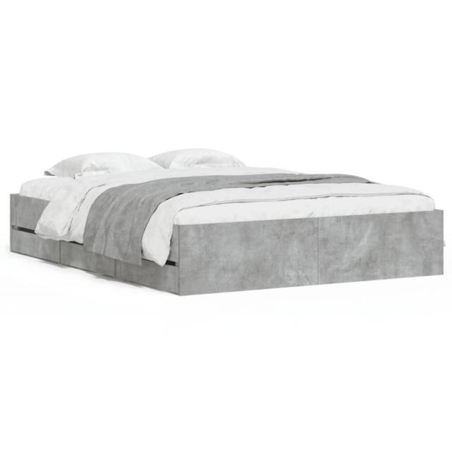 Berkfield Home Bed Frame with Drawers without Mattress Concrete Grey 140x200 cm - image 1
