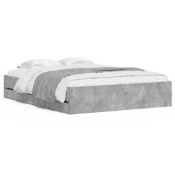 Berkfield Home Bed Frame with Drawers without Mattress Concrete Grey 140x200 cm - thumbnail 1