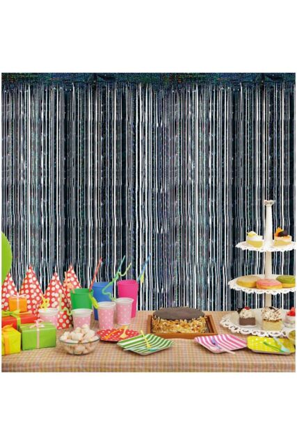 Netagon Shimmer Tinsel Curtain 3M x 1M Black - image 1