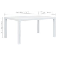 Berkfield Home Garden Table White 150x90x72 cm Plastic Rattan Look - Size: 150 x 90 x 72 cm - thumbnail 5