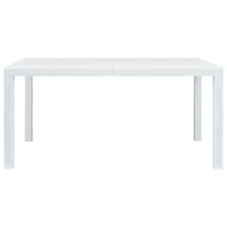 Berkfield Home Garden Table White 150x90x72 cm Plastic Rattan Look - Size: 150 x 90 x 72 cm - thumbnail 2