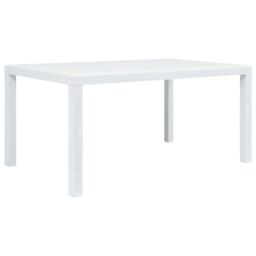Berkfield Home Garden Table White 150x90x72 cm Plastic Rattan Look - Size: 150 x 90 x 72 cm - thumbnail 1