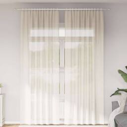 Berkfield Home Voile Curtains with Rod Pockets 2 pcs Cream - thumbnail 2