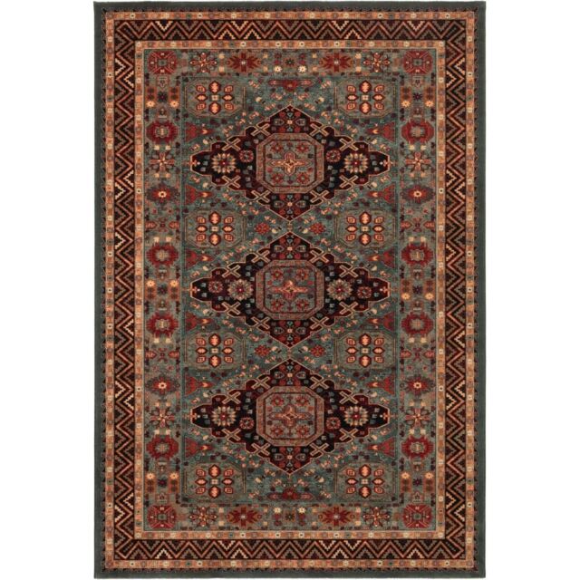 The Rug Shop UK Green Wool Border Floral Traditional Easy To Clean Area Rug - Size: 200 cm x 300 cm - image 1