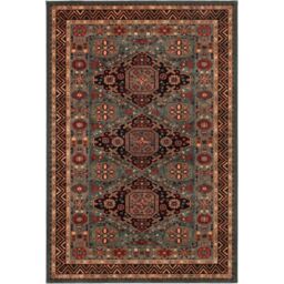 The Rug Shop UK Green Wool Border Floral Traditional Easy To Clean Area Rug - Size: 200 cm x 300 cm