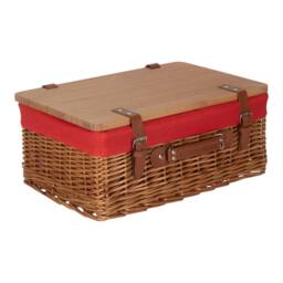 Red Hamper Double Steamed Red Lined Willow Empty Picnic Basket with Pinewood Lid - Size: XL - thumbnail 4