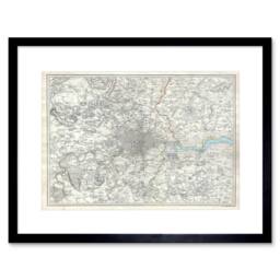 "Artery8 Map Illustrated Antique Sduk London Home Decor 12x16"" Framed Art Print in White - Size: W12"" x H16""" - thumbnail 1