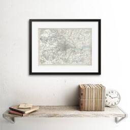 "Artery8 Map Illustrated Antique Sduk London Home Decor 12x16"" Framed Art Print in White - Size: W12"" x H16""" - thumbnail 2