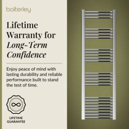 Balterley Straight Heated Towel Rail Radiator, 353W, 400 x 1600mm, Chrome in Silver - thumbnail 7