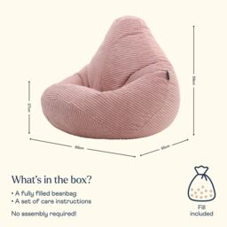 icon Kids Bean Bag, Dalton, Corduroy in Light Pink - thumbnail 6