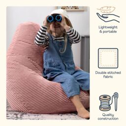 icon Kids Bean Bag, Dalton, Corduroy in Light Pink - thumbnail 4