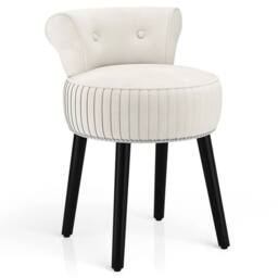 Kelvenix Velvet Vanity Chair Upholstered Vanity Stool in White - Size: 0.6m2 - thumbnail 3