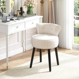 Kelvenix Velvet Vanity Chair Upholstered Vanity Stool in White - Size: 0.6m2 - thumbnail 5