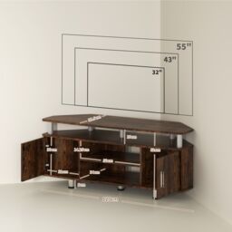 HOMCOM TV Unit Cabinet with Storage Shelves Entertainment Center Rustic Brown - thumbnail 3