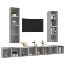 Berkfield Home Wall-mounted TV Cabinets 4 pcs Concrete Grey Engineered Wood - thumbnail 3