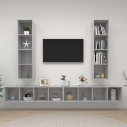 Berkfield Home Wall-mounted TV Cabinets 4 pcs Concrete Grey Engineered Wood - thumbnail 1