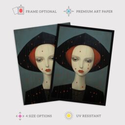 "Wee Blue Coo Wall Art Print Don't Rain On My Parade Red Haired Woman Living Room in Black - Size: W24"" x H32""" - thumbnail 2