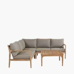 Ruma Taupe & Natural Acacia Wood 4 Seater Garden Corner Set - thumbnail 5