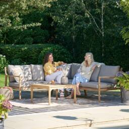 Ruma Taupe & Natural Acacia Wood 4 Seater Garden Corner Set - thumbnail 1