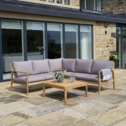 Ruma Taupe & Natural Acacia Wood 4 Seater Garden Corner Set - thumbnail 3