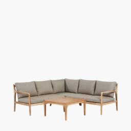 Ruma Taupe & Natural Acacia Wood 4 Seater Garden Corner Set - thumbnail 4