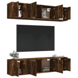 Berkfield Home 6 Piece TV Cabinet Set Smoked Oak Engineered Wood in Brown - thumbnail 3