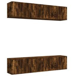 Berkfield Home 6 Piece TV Cabinet Set Smoked Oak Engineered Wood in Brown - thumbnail 1