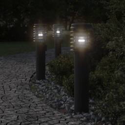 Berkfield Home Outdoor Floor Lamps 3pcs Black 60 cm Stainless Steel