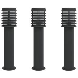 Berkfield Home Outdoor Floor Lamps 3pcs Black 60 cm Stainless Steel - thumbnail 2