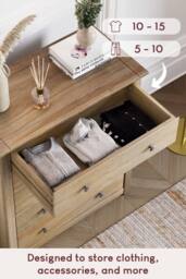 HD Designs Panama Solid Pine 5 Drawer Chest Storage Bedroom Furniture in Brown - thumbnail 4