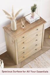 HD Designs Panama Solid Pine 5 Drawer Chest Storage Bedroom Furniture in Brown - thumbnail 6